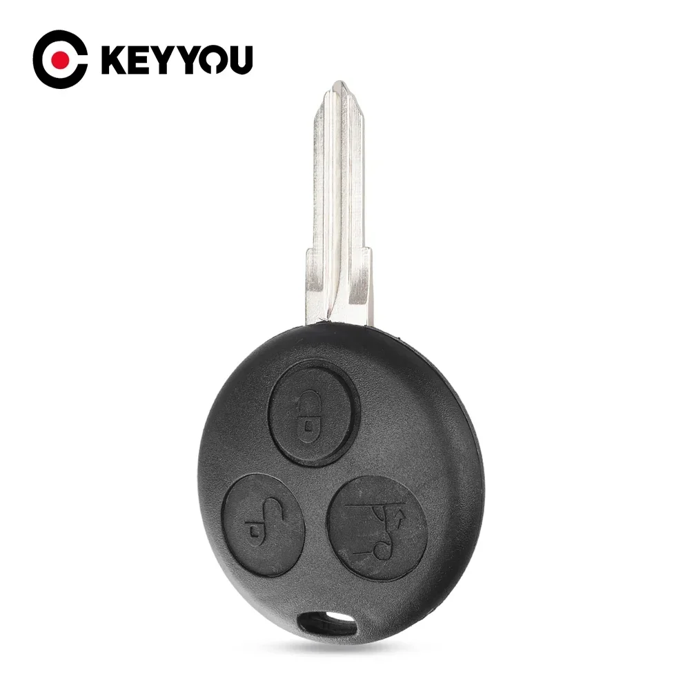 

KEYYOU 10PCS For Benz MB Mercedes Smart Fortwo 450 Forfour Roadster City Coupe Case 3 Buttons No Blade Remote Car Key Shell Fob