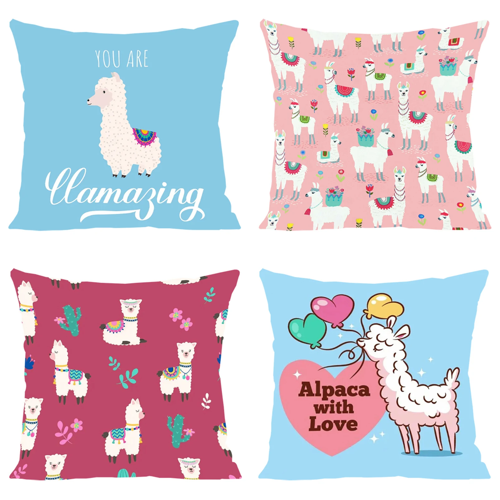 

Cute Alpaca Decorative Pillow Cover 45x45 Cushions Covers Covers for Bed Pillows Cushion Cover 50x50 Home Decoration Sofa Cases