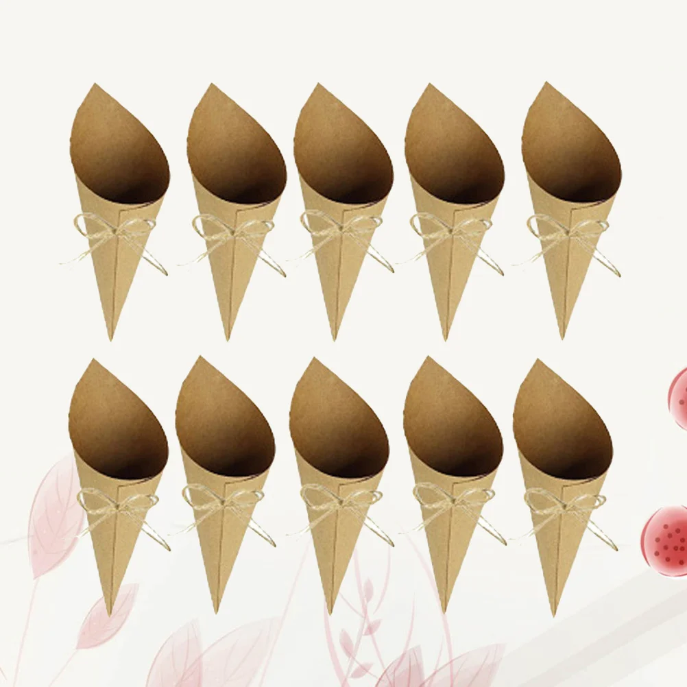 

50Pcs Kraft Paper Cone Confetti Holders Elegant Self-Adhesive Wrappers for Wedding Party Holiday Celebration Decor