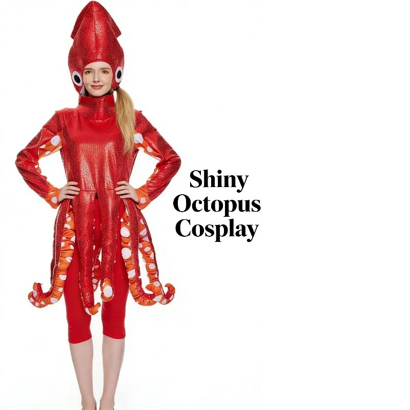 Kostum Cumi-cumi Natal untuk Dewasa Pesta Kehidupan Laut Pakaian Cosplay Lucu