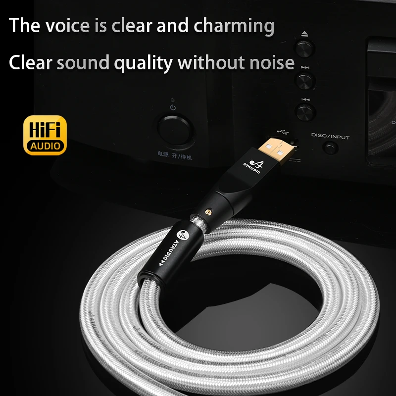 ATAUDIO Hi-end kabel Audio USB HiFi 7N OFC domieszka srebra uaktualnić typ A do typu B USB C-B A-C kabel C-C do wzmacniacza telefonu DAC