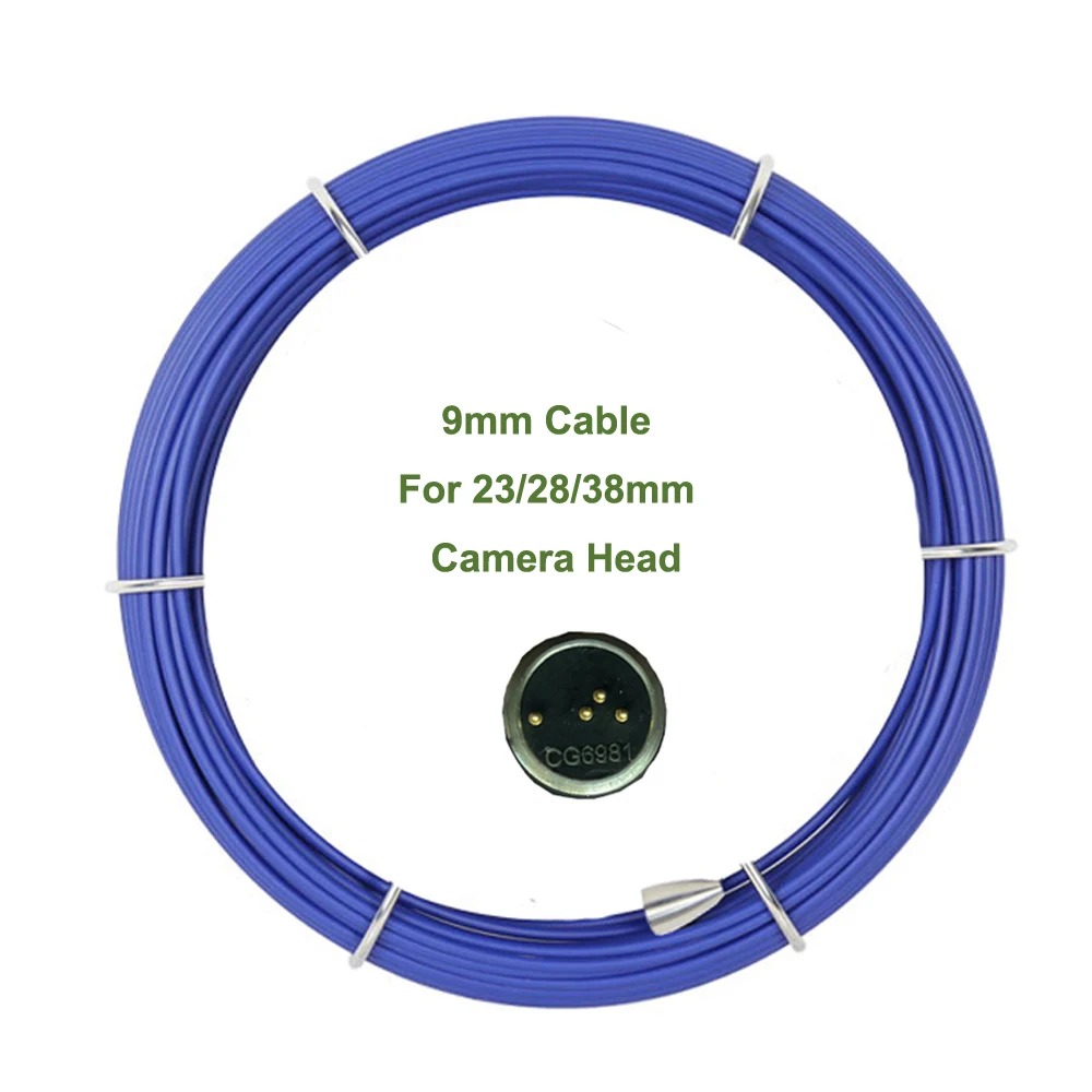 7mm Hard Fiberglasses Cable 60m With Connector Pipe Inspection Snake Camera Replacement Repair Cable Camera Connector