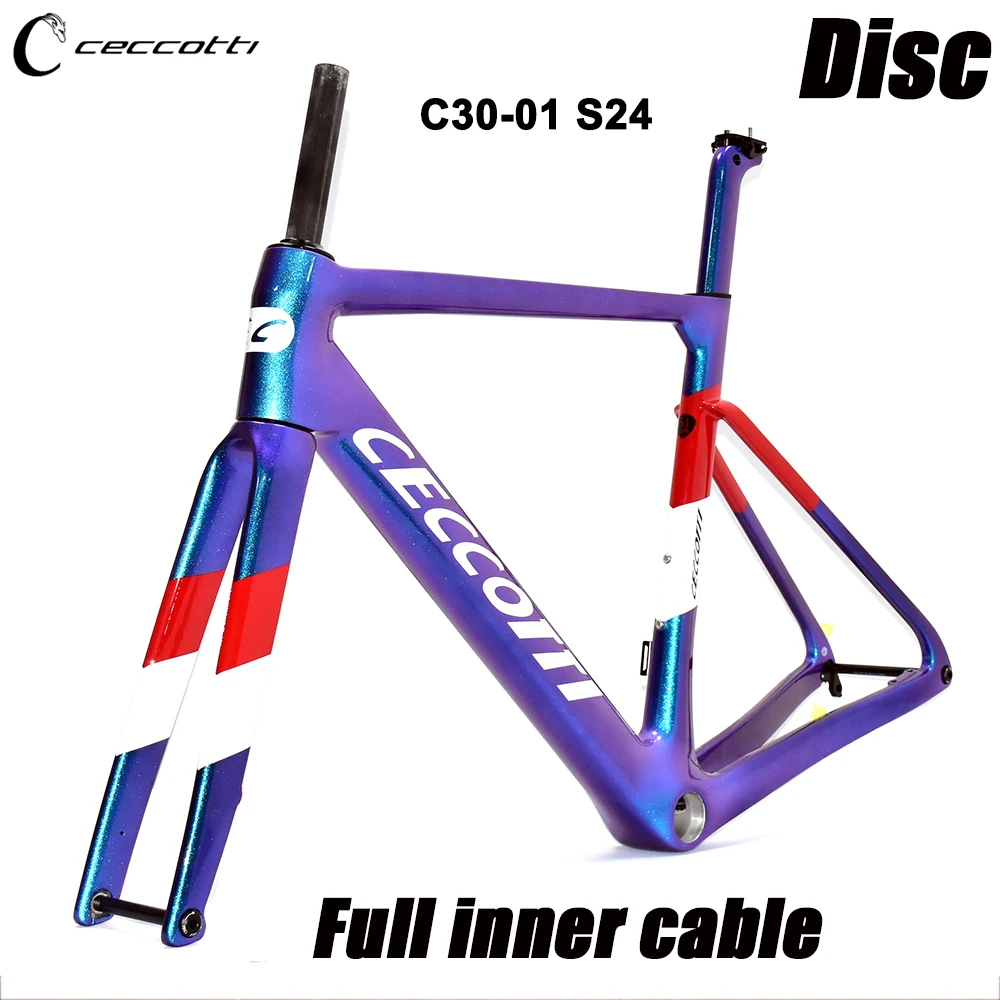 CECCOTTI Newest Model Carbon Frame  Road Bike Full Hidde Cable Design And T47BB Bicycle Frameset