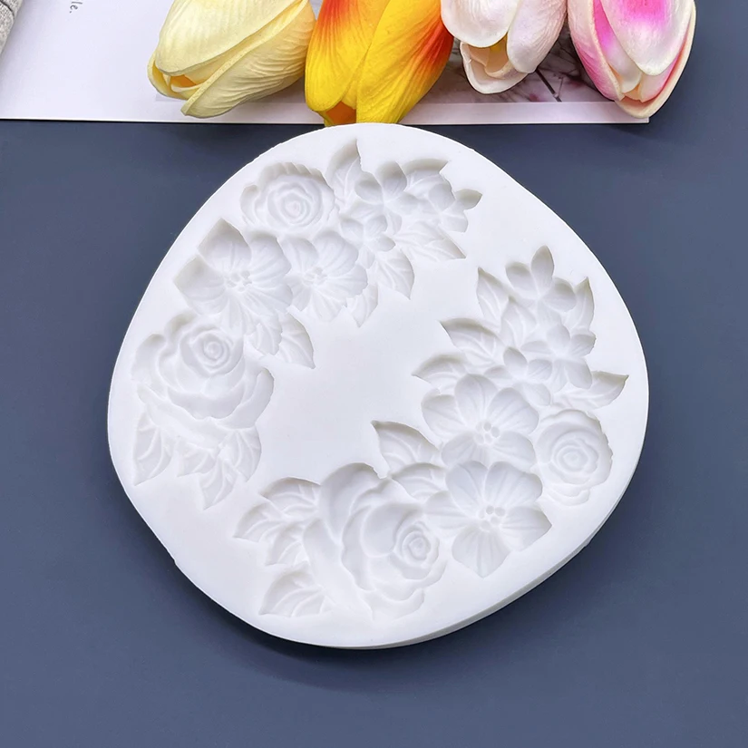 زهرة الورد سيليكون قالب السكر كرافت أدوات الراتنج الشوكولاته كب كيك الخبز فندان أدوات تزيين الكعكة #4