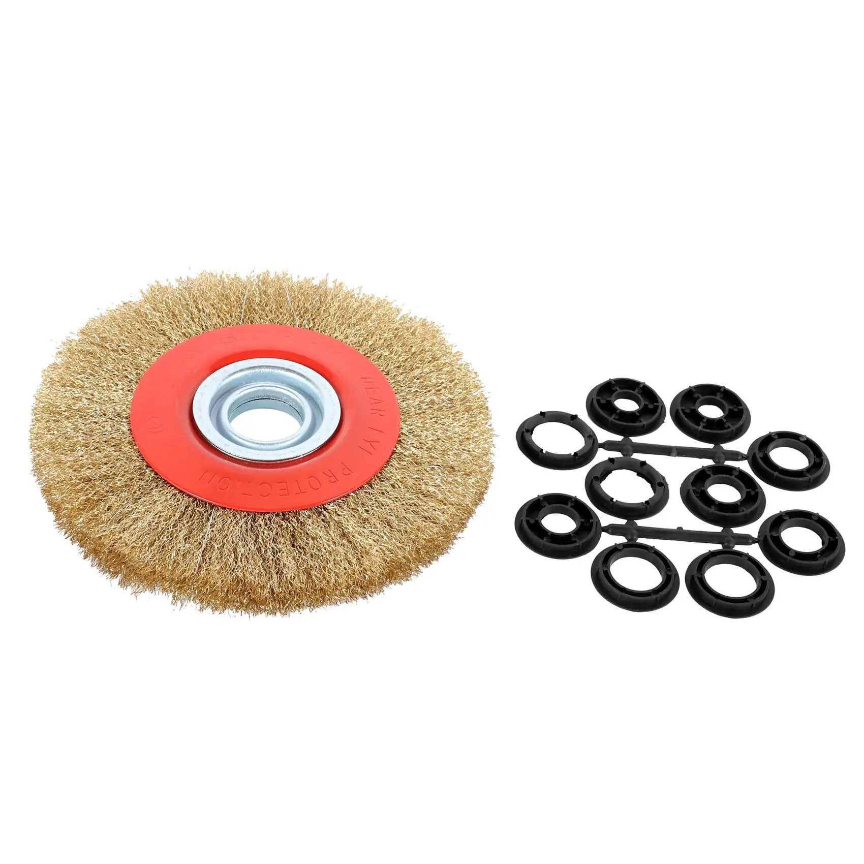 1Pcs 8 Inch 200mm Steel Flat Wire Wheel Brush with 10pcs Adaptor Rings For Bench Grinder Polish