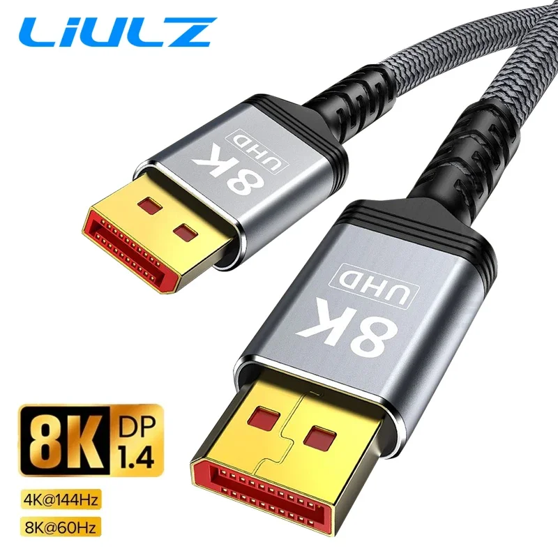 

DP Cable Nylon Braided Gold Plated DisplayPort 1.4 8K@60Hz Video Audio Cable High Speed Display Port Cord for Monitor PC Laptop