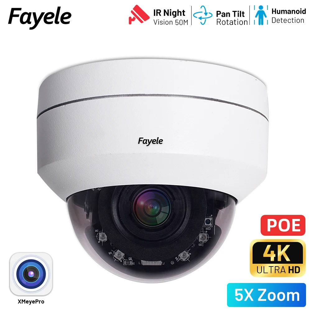 

CCTV Security POE 5MP MINI Dome PTZ Camera Pan Tilt 5X ZOOM IR 50M P2P Phone Control Video Surveillance 4K 8MP IP Camera XMeye