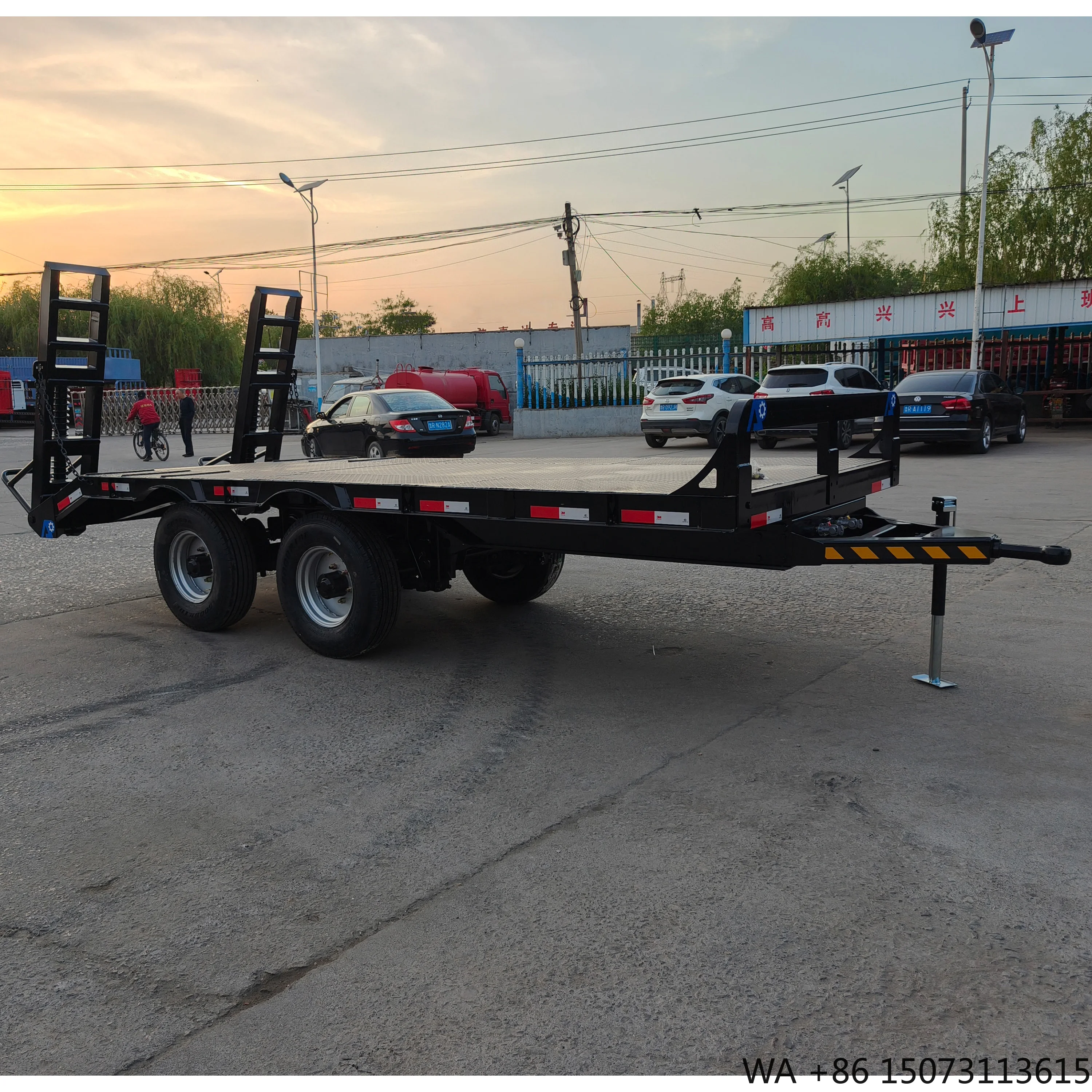 Customizable 2 Axle Flatbed Trailer for Small Excavator 8 Ton Load Capacity