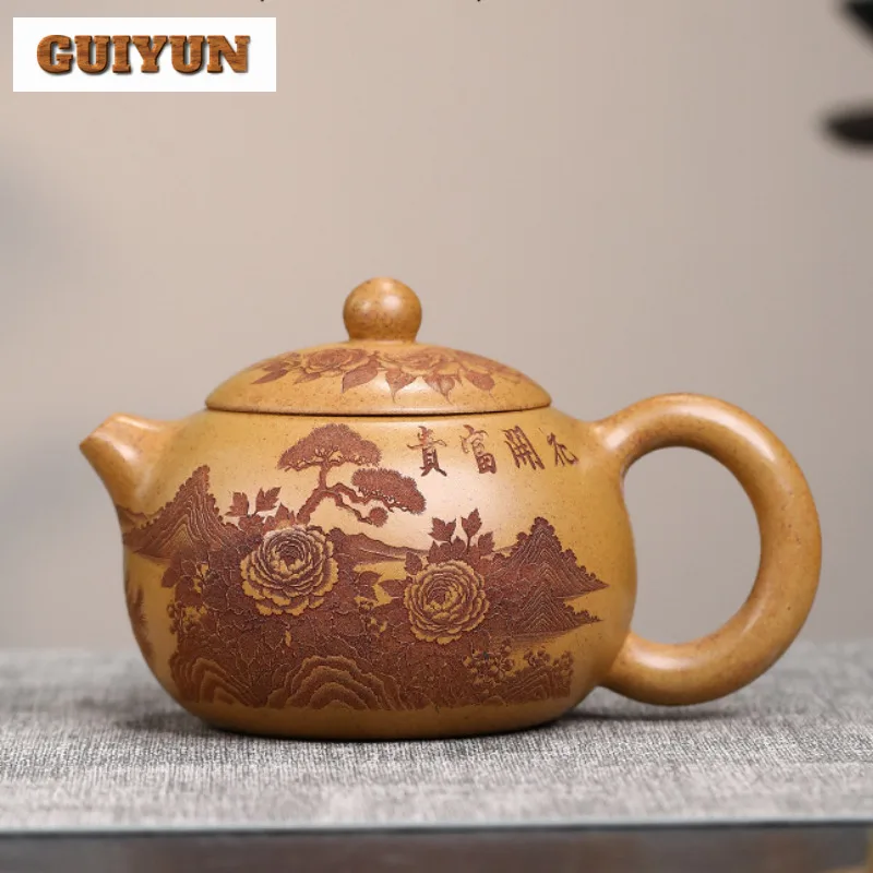 

275 мл подлинные фиолетовые глиняные чайники Исин ручной работы Xishi Pot с необработанной рудой, грязевой чайник, китайский чайный сервиз Zisha, ремесло