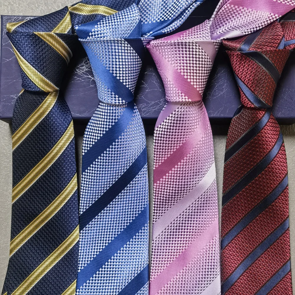 7 cm gestreifte, luxuriöse, hochwertige Premium-Herrenkrawatte für Geschäftsfeier