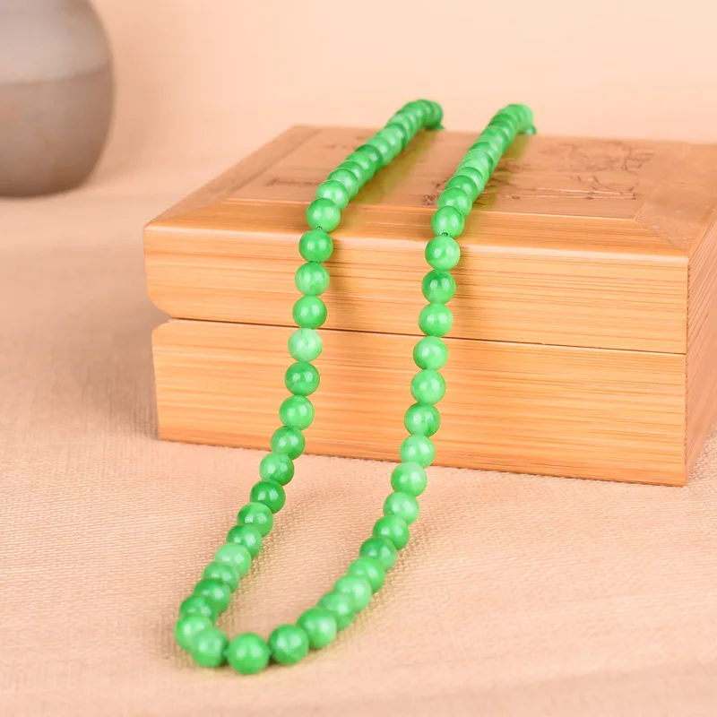 Certified Jade Necklace Women Healing Gemstone Fine Jewelry Genuine Myanmar Jadeite Grade A Burma Green Jade Beaded Necklaces