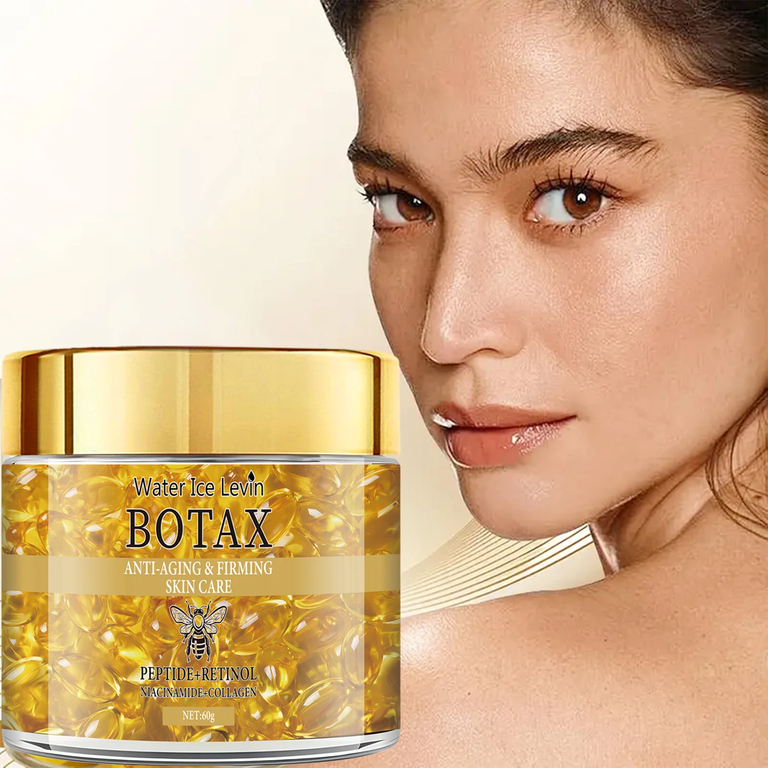 Straffende und straffende Retinol-Creme mit reichhaltigen Peptiden und Kollagen sowie Hyaluronsäure. Es eignet sich für alle Hauttypen, strafft und glättet die Haut, sieht jugendlich aus und spendet der Haut gründlich und spendet der Haut