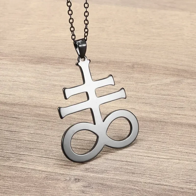 Personalisierte Satan Edelstahl Kreuz 8-Zeichen-Symbol-Anhänger-Halskette für Männer, super cooler trendiger Schmuck