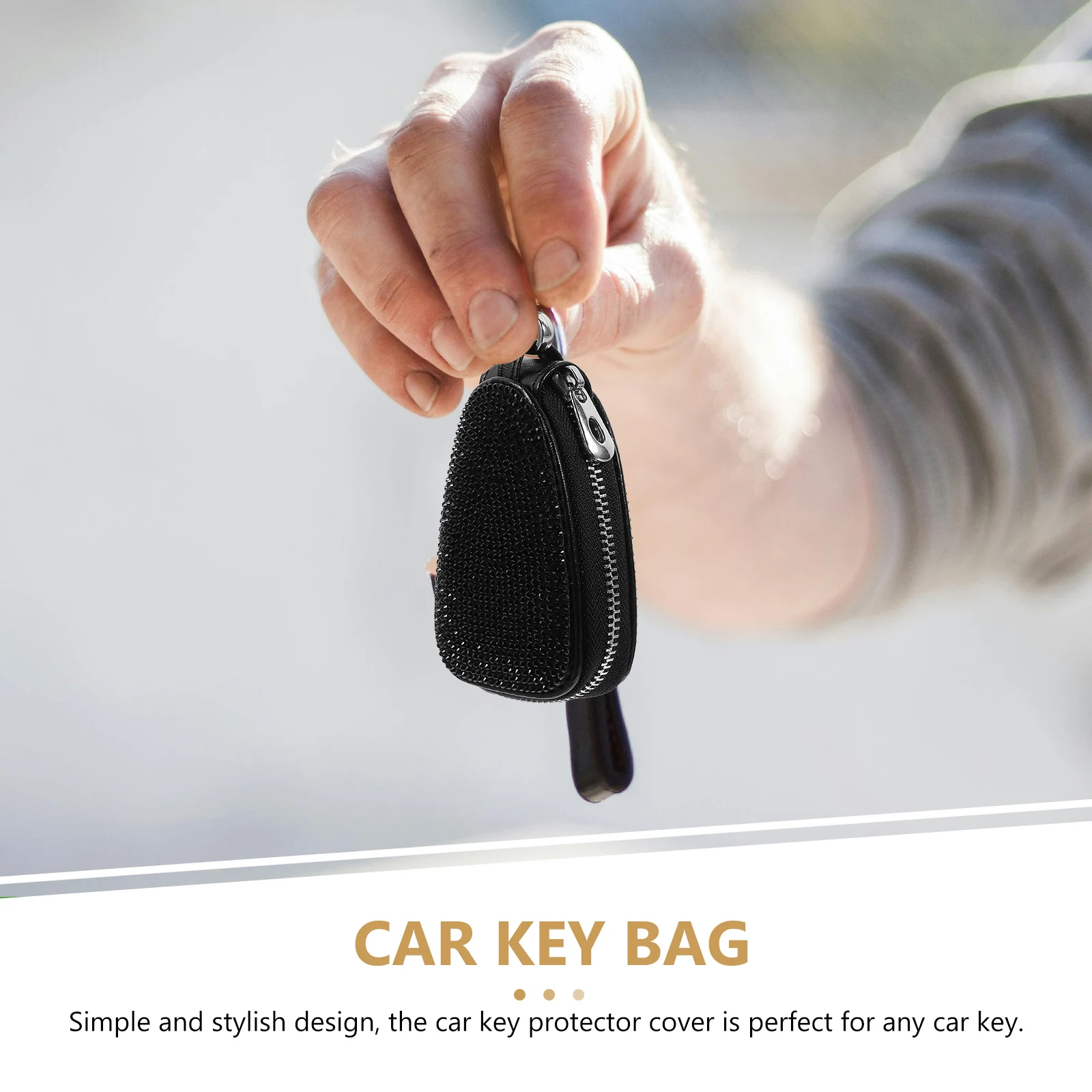 

Car Rhinestone Protector Anti Scratch Zipper Keychain Cover Key Fob Pouch Case Remote Control Key Pouch Small Bags