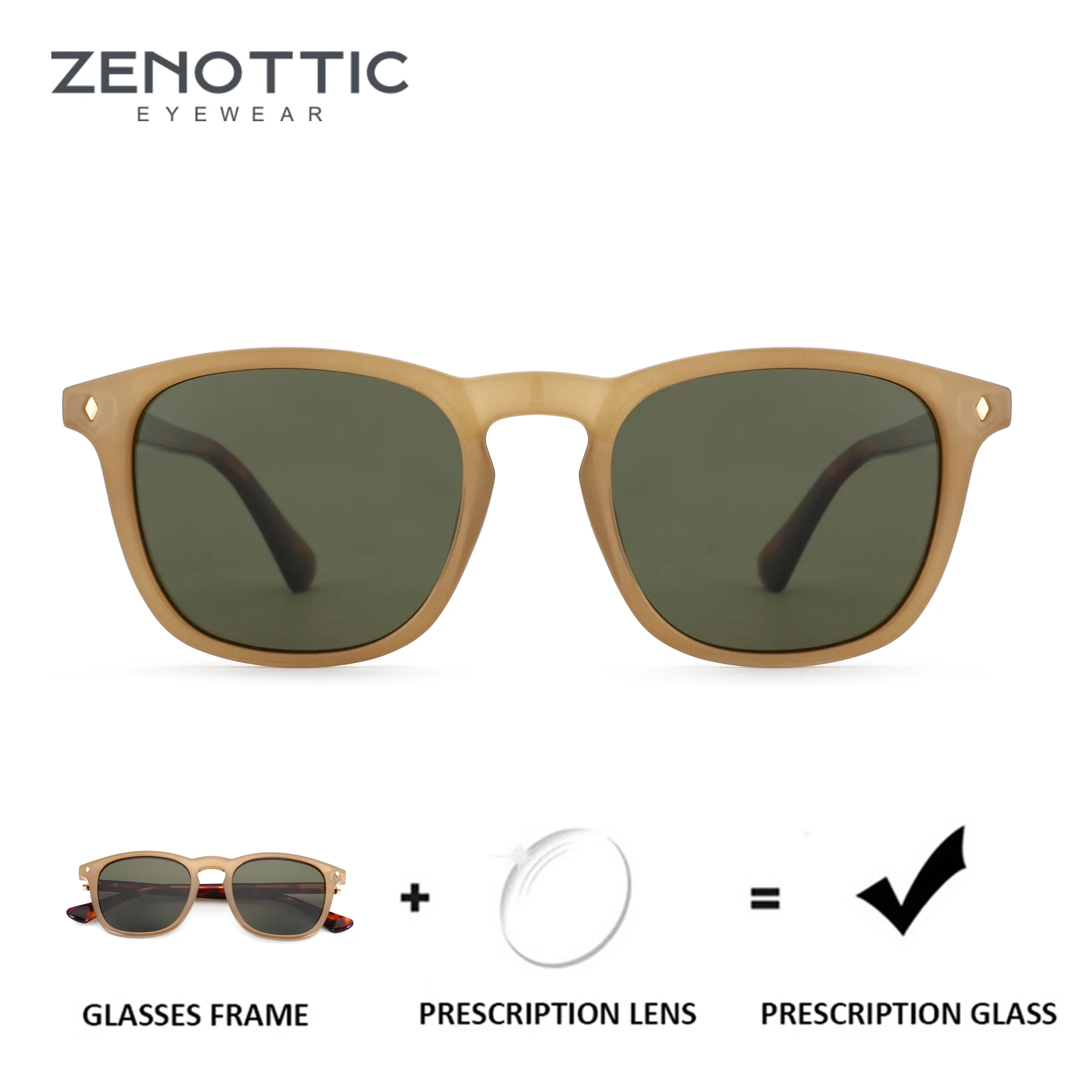 

ZENOTTIC （S Size）Men‘s Square Prescription Eyeglasses Sunglasses Myopia Progressive Polarized UV400 Protection