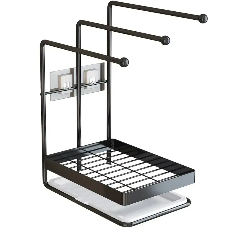 Vertical Metal Towel Storage Rack Sponge Holder Drain Board Anti-rust Multifunctional Modern Space Saving for Kitchen