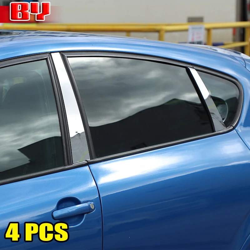 For Seat Leon 2008-2012 Stainless Steel Silver Pillar Post Car Door Center Middle B C Sticker Trim Window Column Cover Accessory