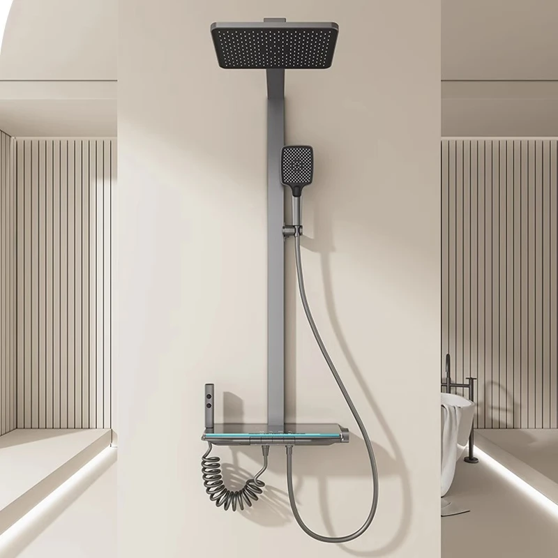 مجموعة دش منزلية فائقة الشحن ، درجة حرارة ثابتة ، حمام ، حليب ، أبيض ، رقمي ، شقة صغيرة ، رأس دش