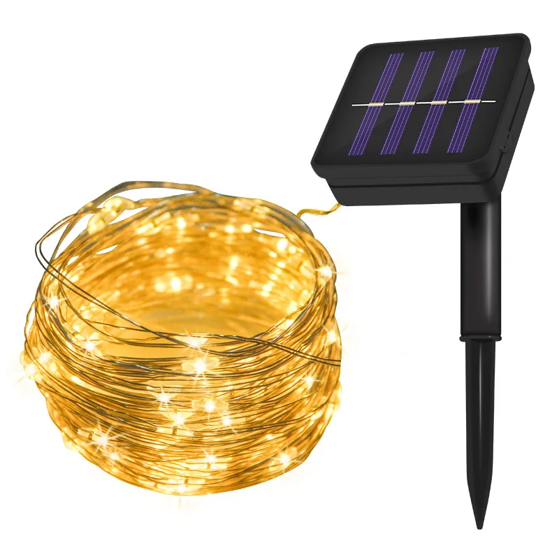 LED solar copper wire lamp outdoor remote control small colored lamp string Christmas balcony garden garden decorative lamp