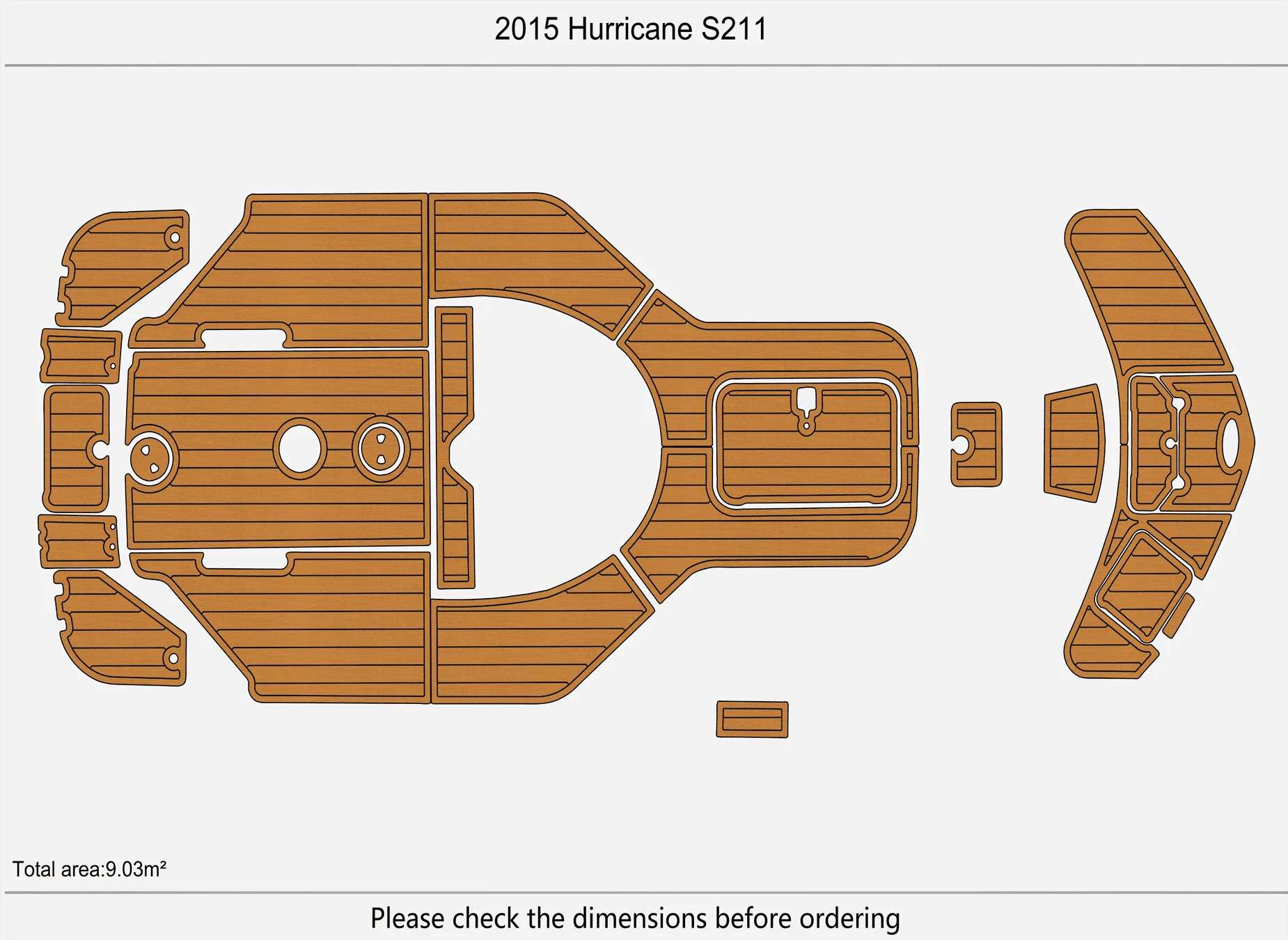 Anti-Skid EVA Faux Teak Self-Adhesive 6mm Boat Decking Pad for 2015 Hurricane S211 Yacht Cockpit Durable Marine Flooring