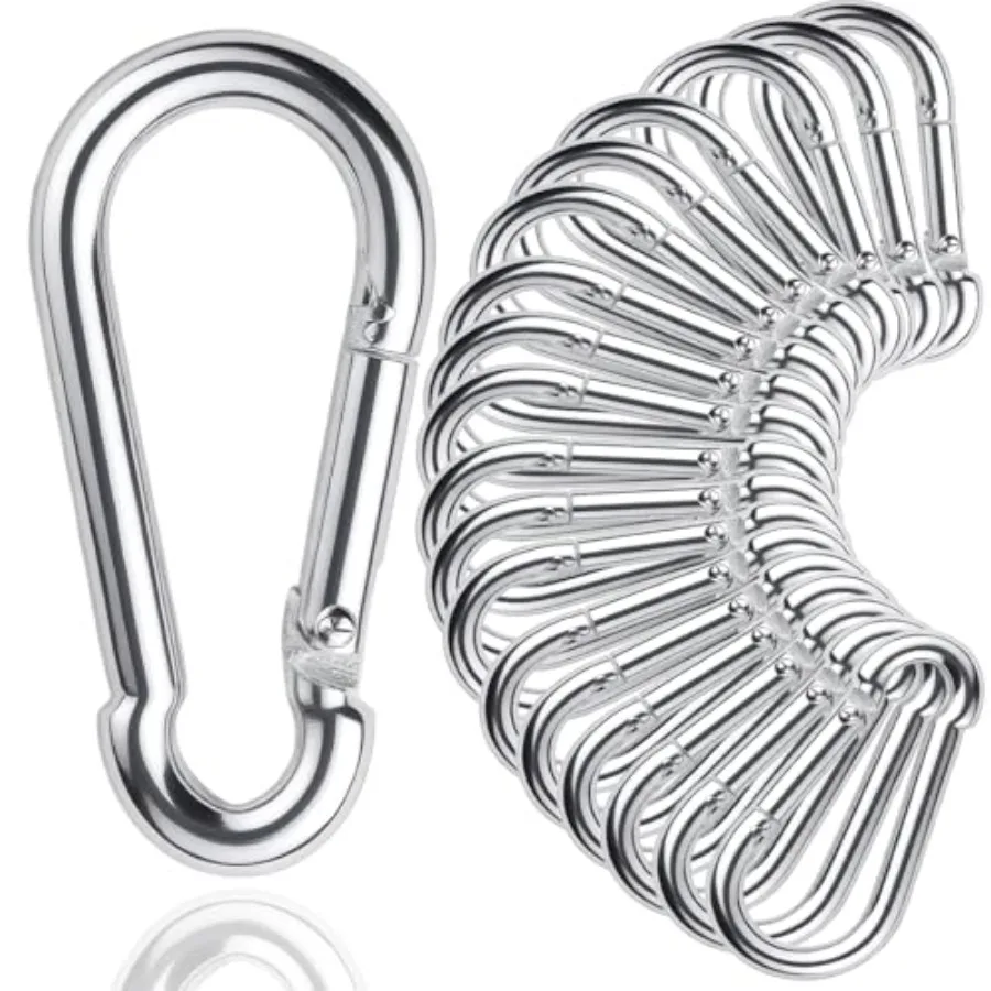

30Pack Heavy Duty Spring Snap Hooks 4Inch 3/8" Carabiner Clips for Swing Large Steel Chain Quick Links Safety Buckle Connector
