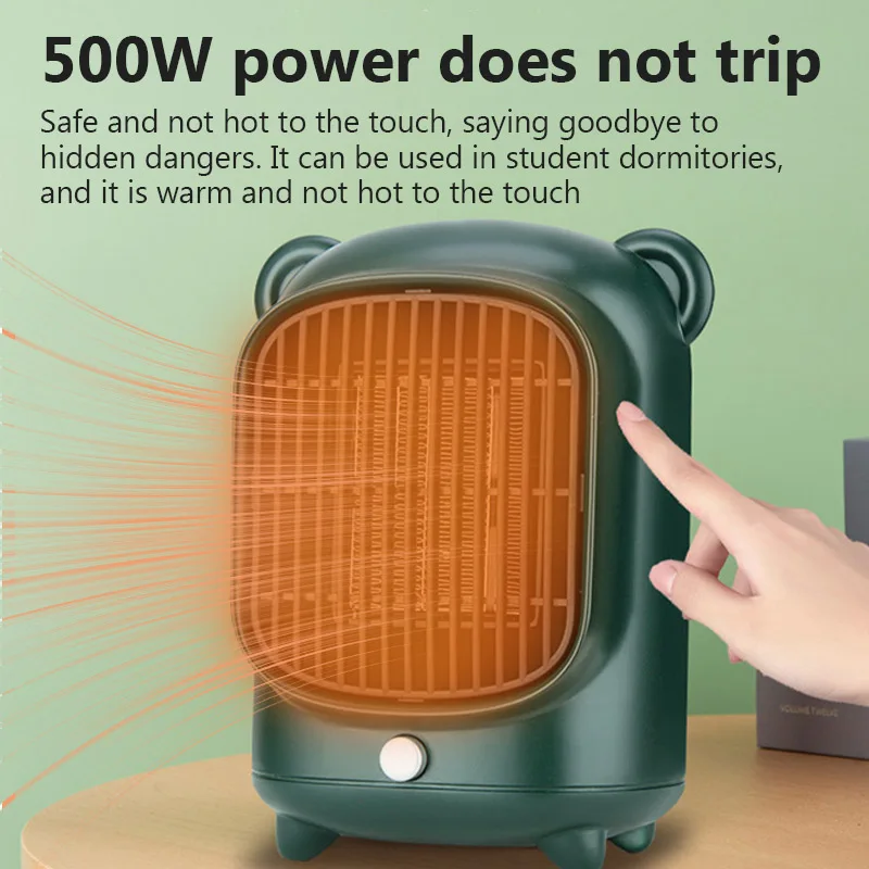 جديد 500 واط سخان كهربائي الكرتون شتاء دافئ منفاخ الهواء الساخن مروحة صغيرة سخان سطح المكتب PTC السيراميك التدفئة مروحة دفئا لغرفة المنزل