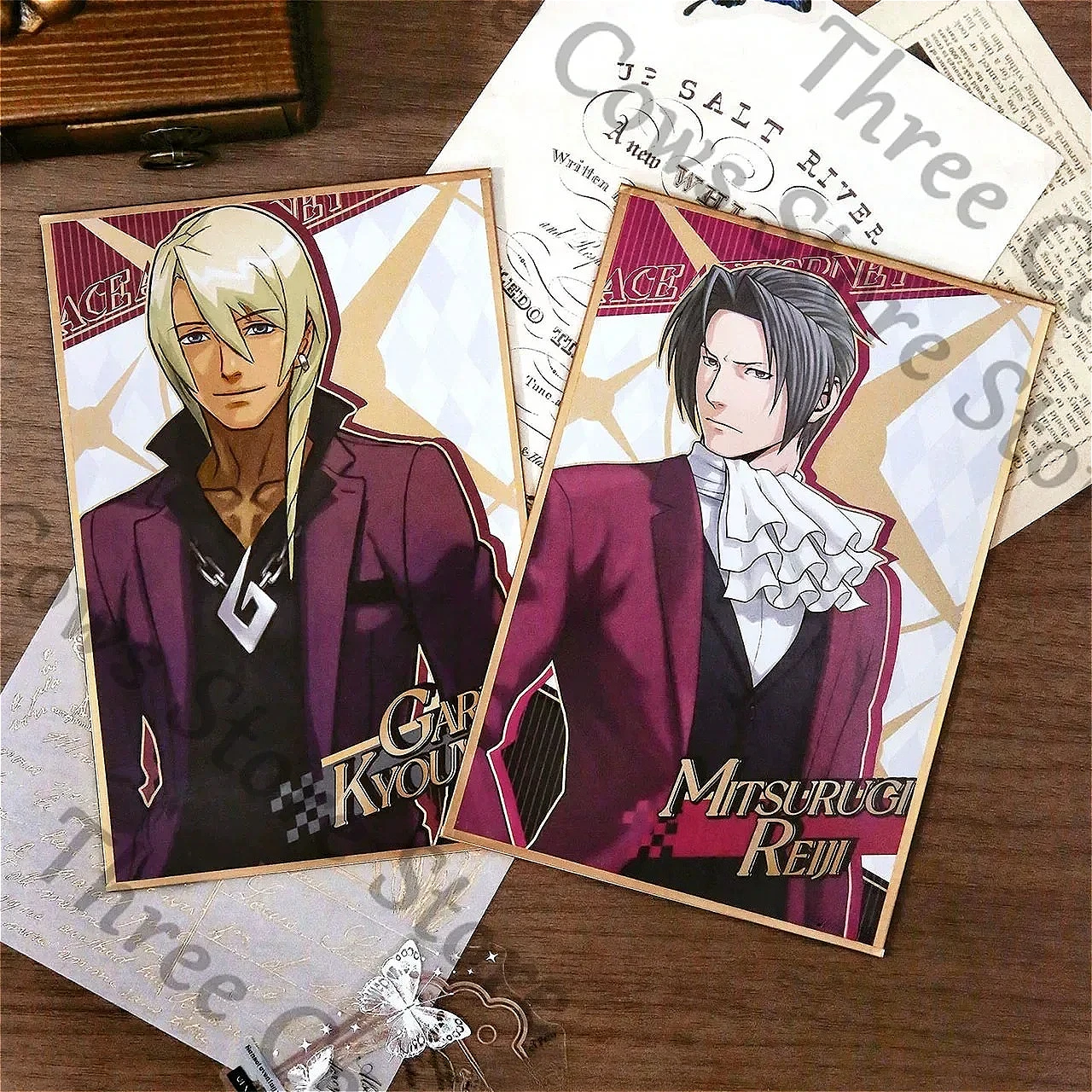 Anime Franziska Von Karma Ace Attorney Miles Edgeworth Klavier Gavin Phoenix Wright Cosplay Dessin animé Papier coloré Shikishi Cadeau