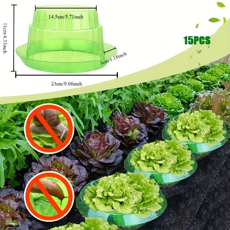 

15pcs Green Transparent Round Snail and Slug Protective Cover - Reusable Plant Cover,Suitable for Plant Cover to Protect Animal