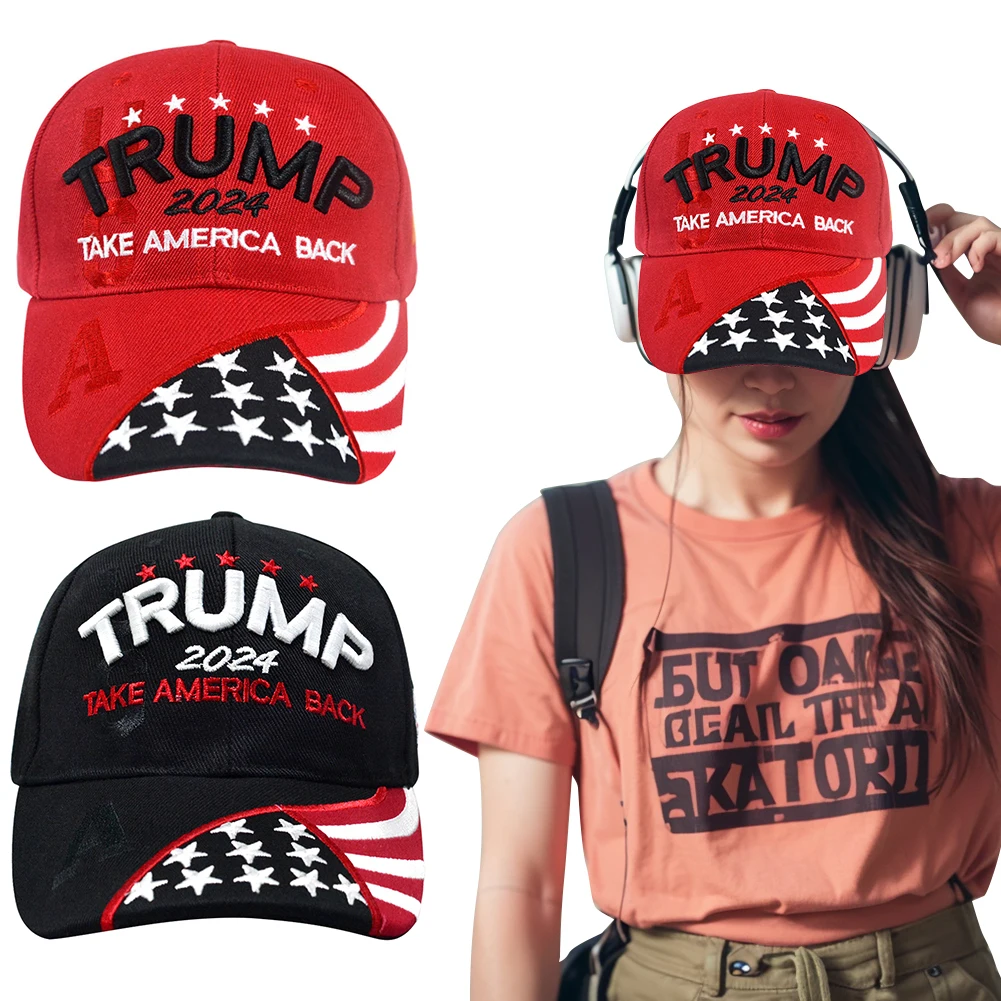 Trump 2024 Baseball Cap 3D Embroidery Duck Tongue Hat Adjustable Snapback President Hat Take America Back for Outdoor Sports