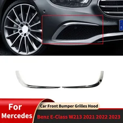 For Mercedes Benz E‑Class W213 2021-2023 Car Front Bumper Grilles Hood Lower Fog Grille Molding Trims Body Kit Accessories