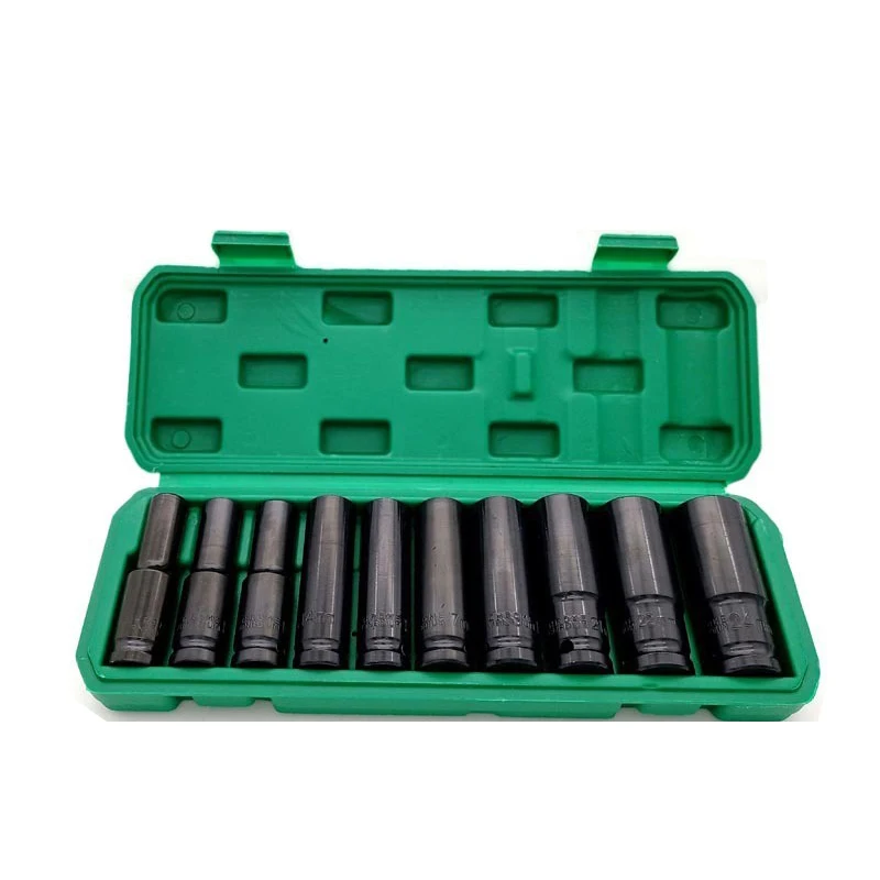 K50 10PCS  Electric Wrench Socket Set Deep Impact Socket Kit 10-24mm 1/2inch Inner Hexagon High Hardness Tire Removal Tool