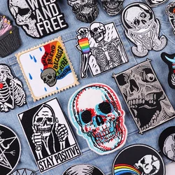 Punk Skull/Embroidery Patch Iron On Patches For Clothing DIY Horror Movie Patch Embroidered Patches On Clothes Ironing Stickers