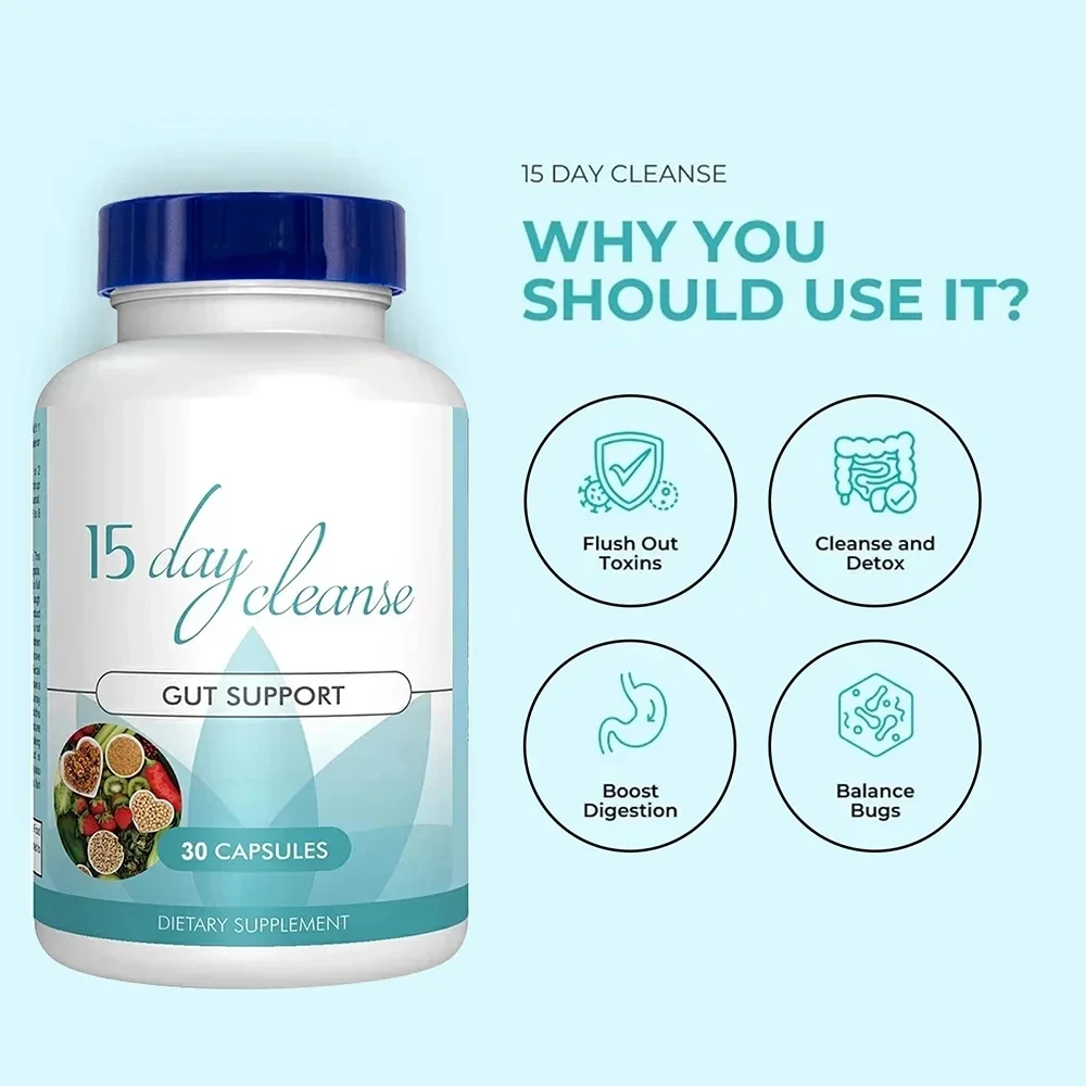 Tk Hot 15 Day Bowel Cleanse Capsules Anti-Cellulite Belly Fat Burning Intestinal Cleansing and Detoxifying Constipation 30 Caps