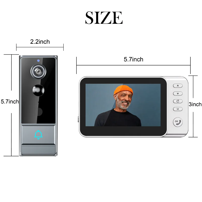 XBIBI Wireless Smart Video Doorbell, Doorbell Camera, Home Security WiFi Doorbell Camera, PIR Motion Doorbell, Intelligent Package Detection,Elderly And Pets Safety Surveillance Camera Suitable Apartment/ Indoor/ Outdoor Security
