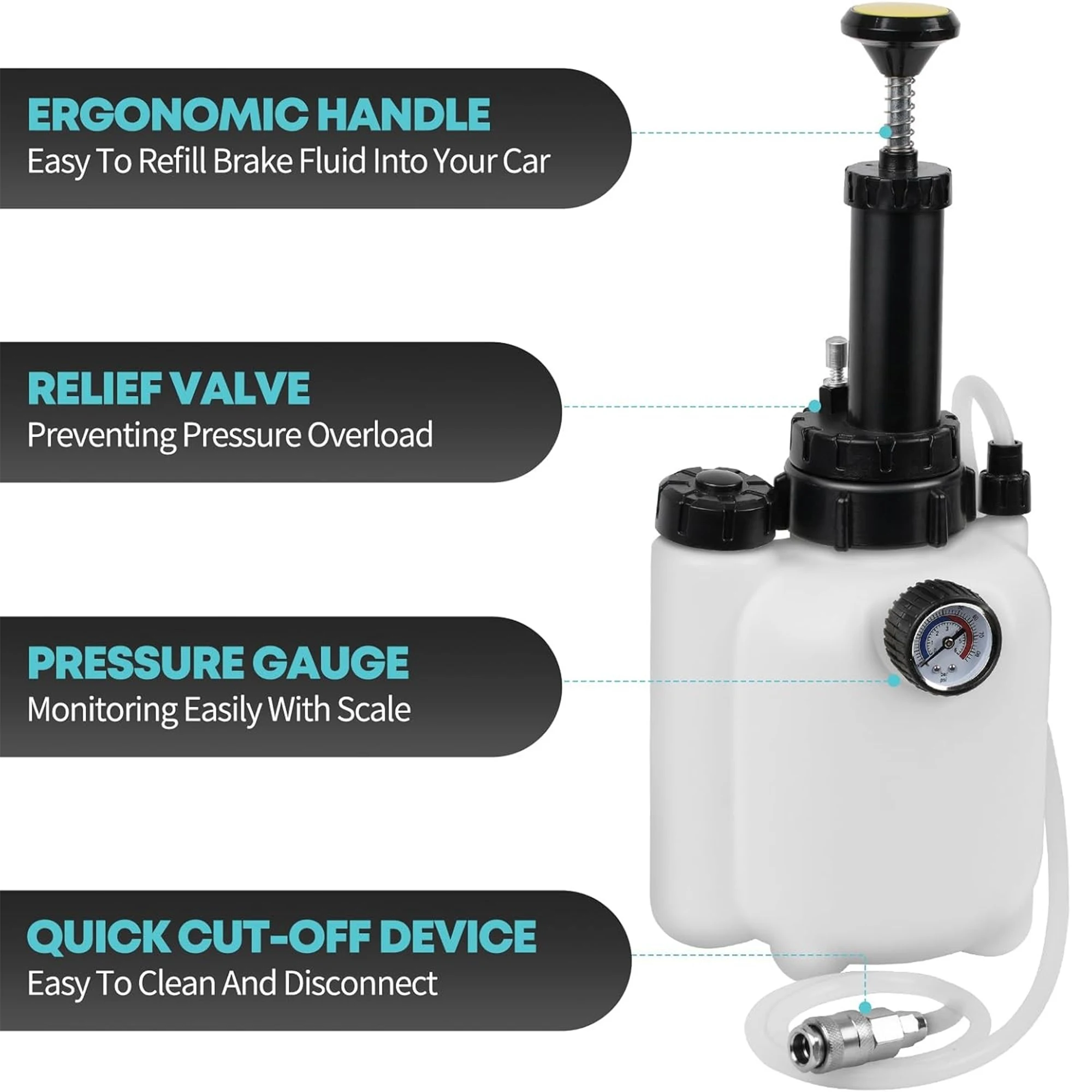 Kit de purga de líquido de frenos Manual para coche, bomba de líquido de presión de freno al vacío de 3L, máquina de descarga de frenos profesional, purgador de frenos neumático