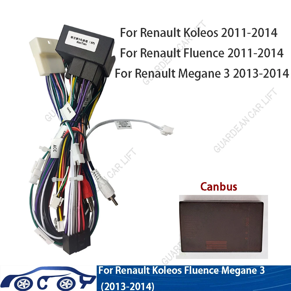 

For Renault Koleos Fluence Megane 3 (13-14) Stereo Installation Wire Adapter Car 32pin Android Audio Wiring Harness With Can