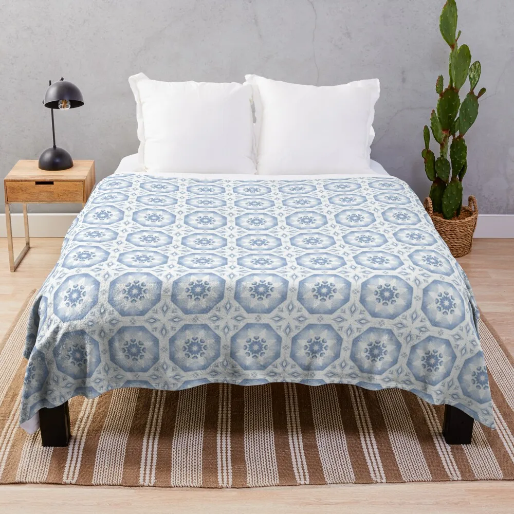 

Blue mosaic tiles,Mediterranean tiles Throw Blanket anime Cute Fashion Sofas Sofa Blankets