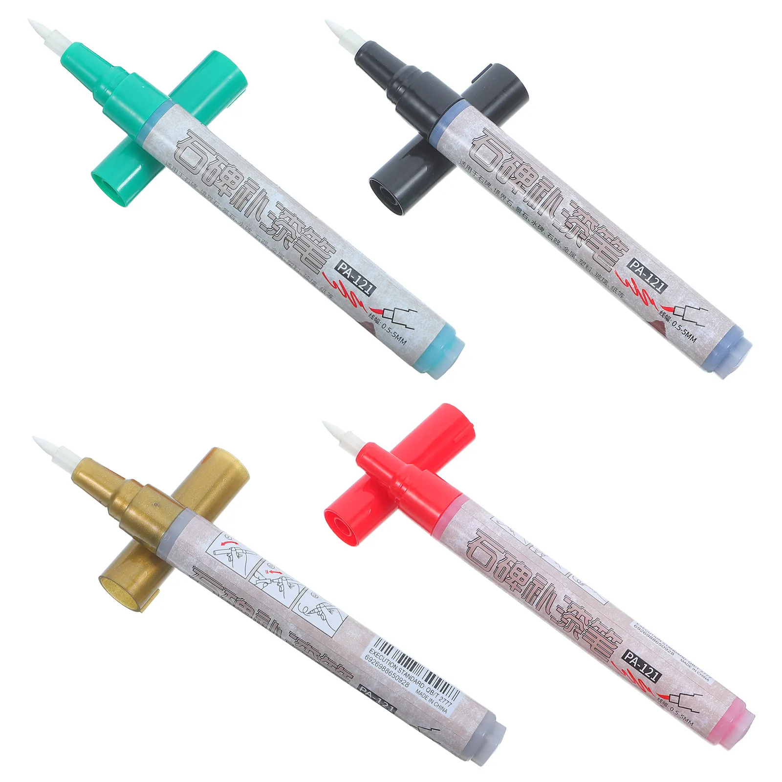 4Pcs Waterproof Stone Marker Pen Oil Based Paint Marker For Ceramic Mug Painting Monument Cleaner Tombstone Lettering