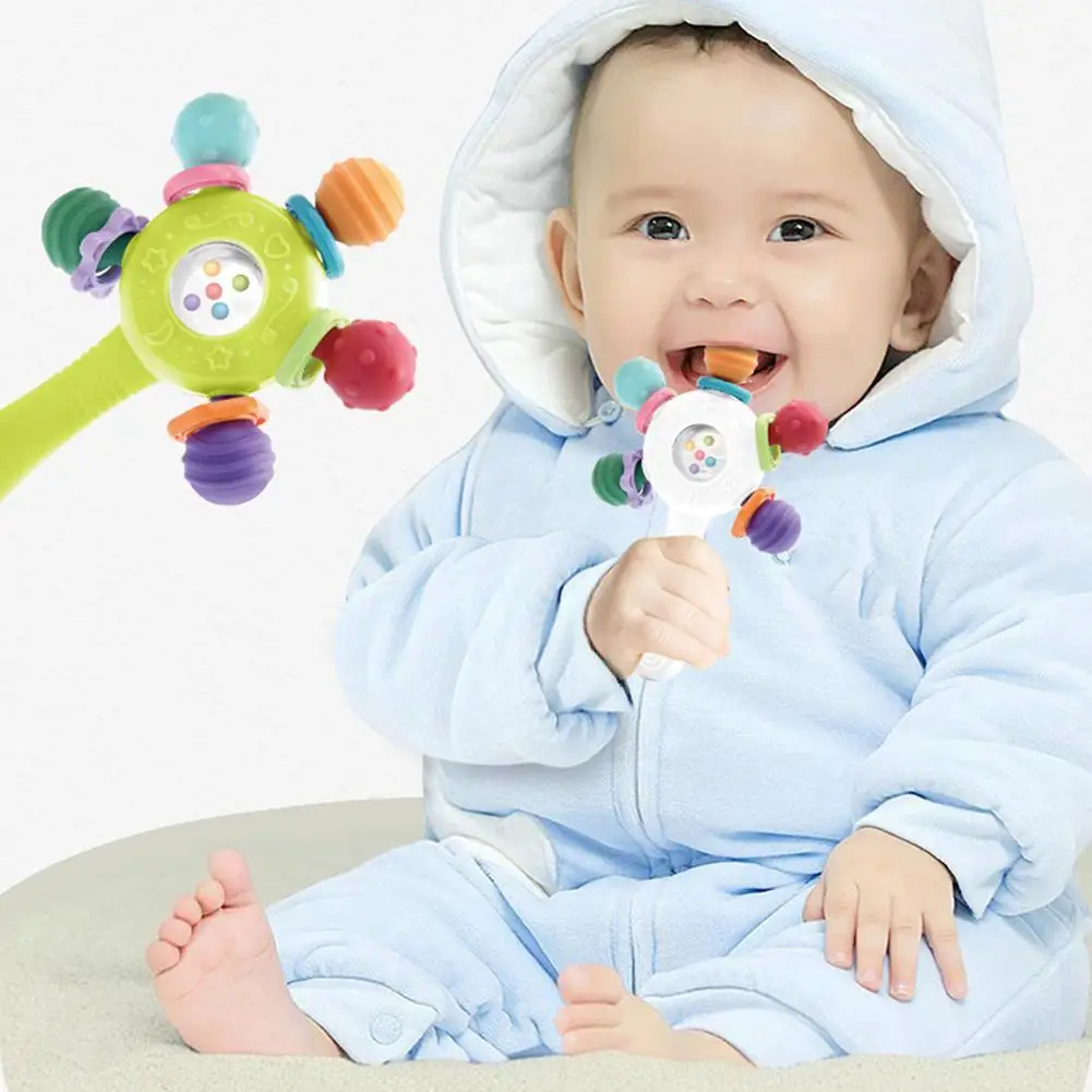Sonajero de mano para bebé, juguetes para el desarrollo del bebé de 0 6 y 12 meses, mordedor sensorial para bebé, juguetes educativos para la dentición suave, juegos para bebés Q1F5