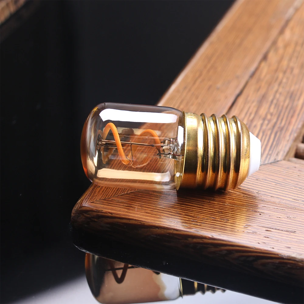 Retro T28 Mini Tube Night Light Lamp 1.5W LED Spiral Filament Bulb 2200K Super Warm Chandelier Tubular Outdoor String Light Bulb