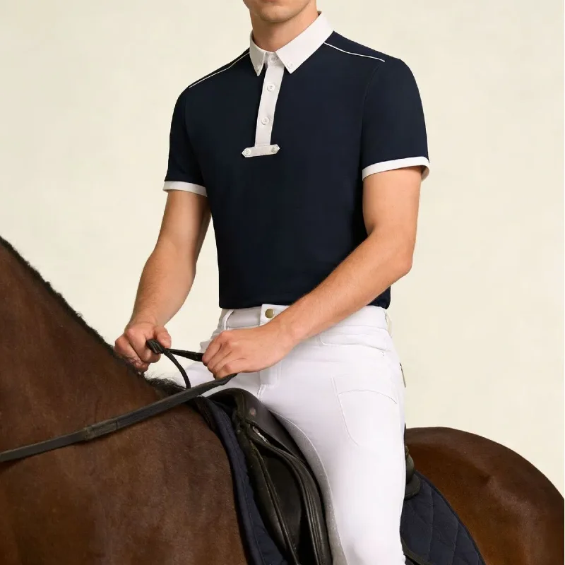 Summer Men's Equestrain Polo Shirt Breathable Horse Riding Tops Quick Dry T-shirt Equestrian Homme Silicone Grip Breeches Match