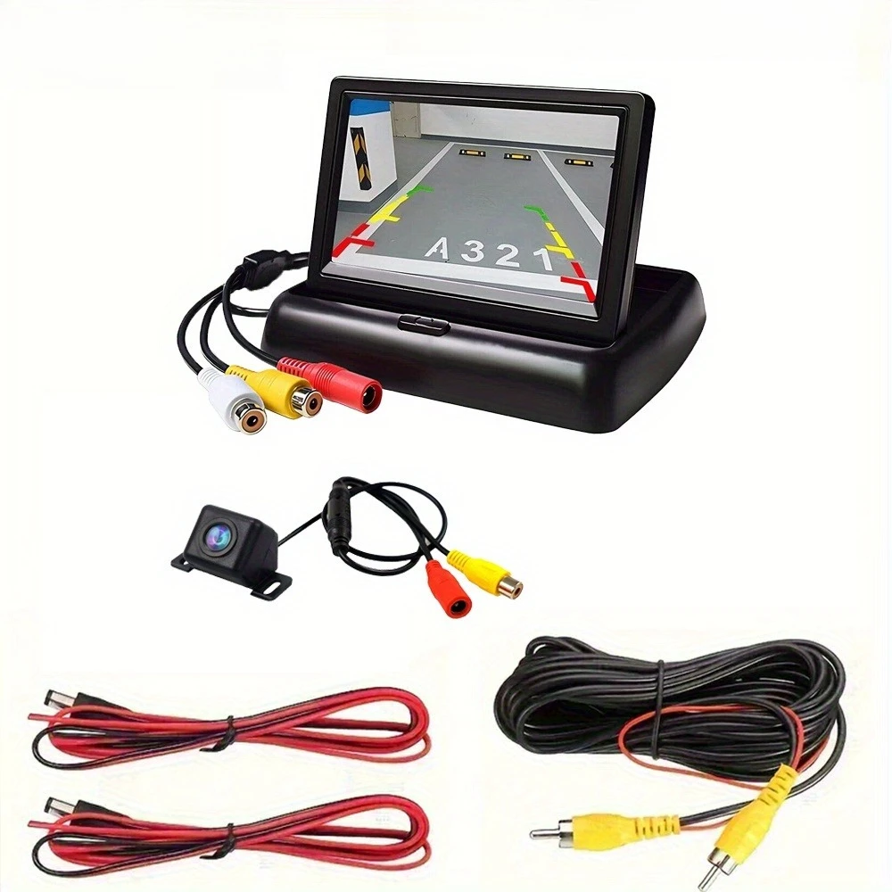 HD clarity with a 4.3-inch folding screen that displays live footage from a wide-angle HD camera backup camera