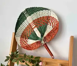 New Bamboo Rattan Fans Summer Cooling Fan Handwoven Wedding Gift Palm Leaf Pattern Heart-shaped Woven Fan for Home Decoration