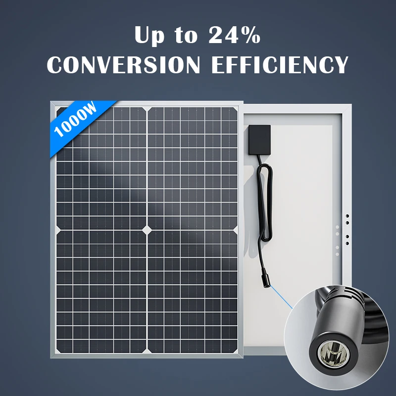 1000W Solar Panel Kit with Controller Compatible with USB Devices for RV Camping Off-Grid Home Roof System