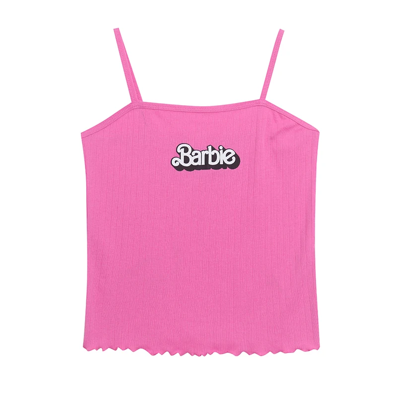 Hot Girls Fashion Knitted Sweater Anime Barbie Sexy Slim-fitting Small Straps Short Top for Women Tight Fit Tops Cartoon Gifts