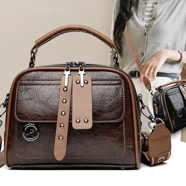 

2025 New Genuine Leather Minimalist Square Bag for Women, Sophisticated Top Handle Shoulder Crossbody, Chic & Versatile​