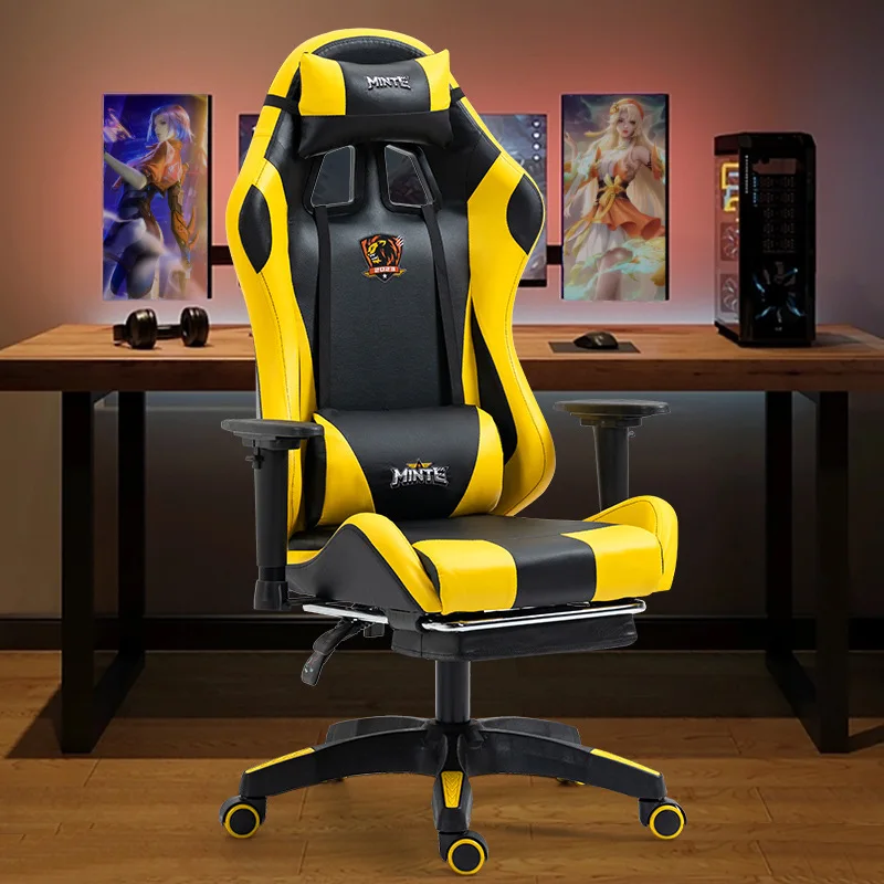 E-sports Gaming Chair Adjustable Office Chairs Sedentary Comfort Chair 360° Rotating Gaming Chair with Armrests Ergonomic Design