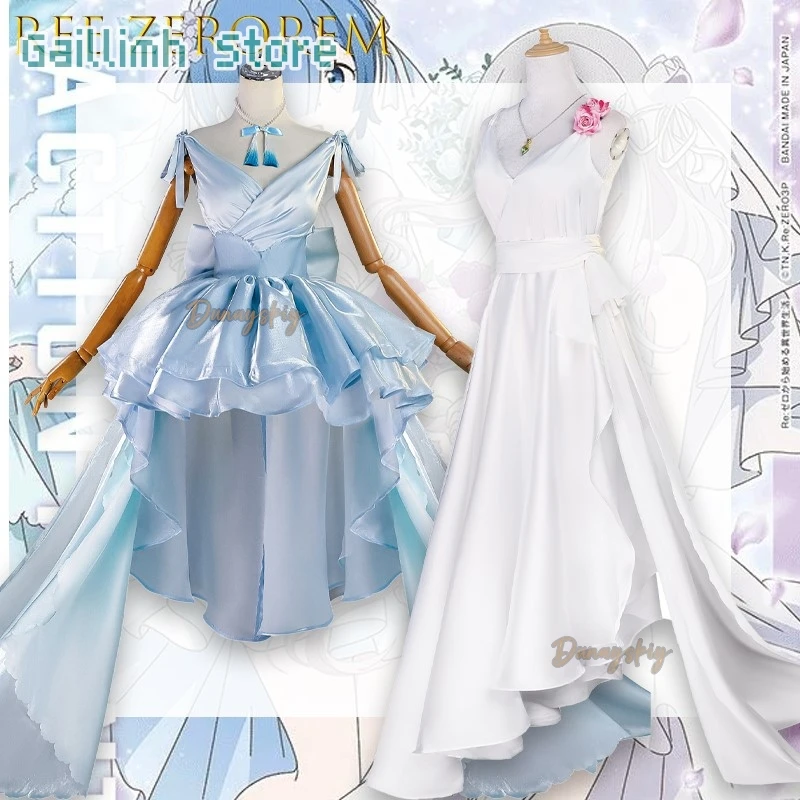 

Anime Ree ZeoRem Cosplay Costume Emilia Character Roleplay Wedding Gown Outfit Short Sleeves Women Pleat Customized Prom Lolita