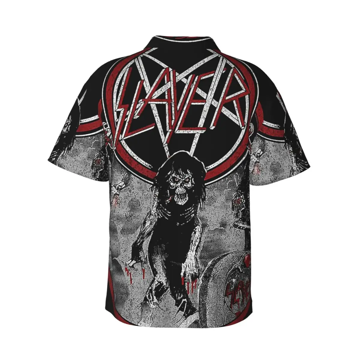 Heavy Metal Rock Slayer Live Undead Men's Shirts Hawaiian Short Sleeve Shirt Funny Button Tops for Summer Beach