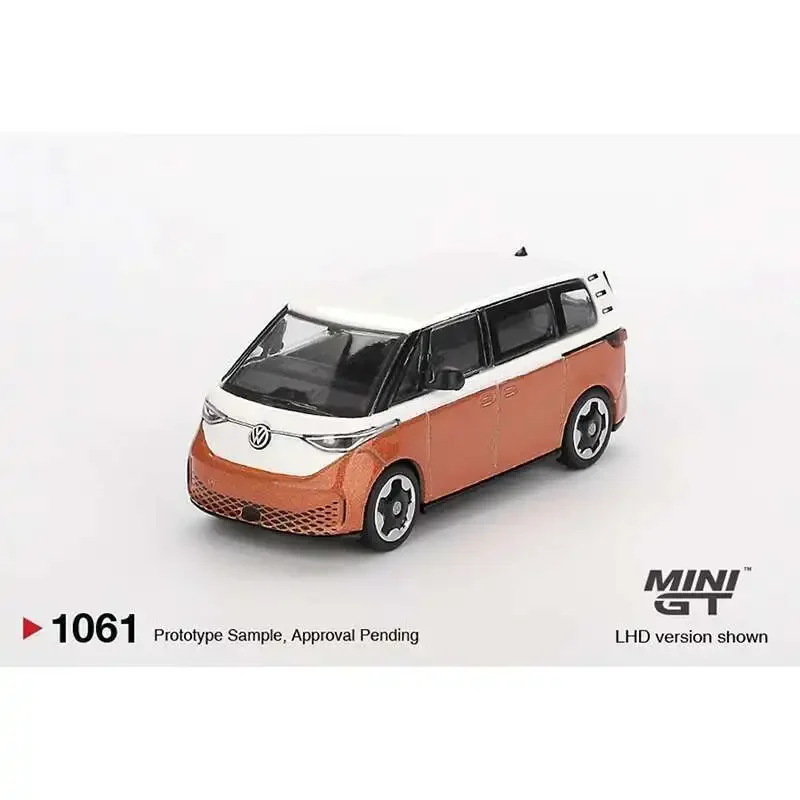 

Предпродажа MINIGT 1061, Volkswagen 1:64, ID.Buzz Candy White, энергичный оранжевый, литая под давлением модель автомобиля, коллекция игрушек